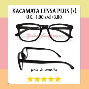 BISA COD - Kacamata Baca Lensa Plus Pria/Wanita ( +100 s.d +3.00 ) Model Terbaru Bingkai Hitam Kacamata Baca Jarak Dekat Bahan Plastik Ringan Korean Style Import Super Focus Kacamata Rabun Dekat Reading Glasses Dewasa