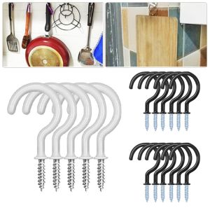 NIGHT PU Heavy Duty Black Holder Shouldered Screw-In Wall Mounted Cup Hooks Mug Hanger Ceiling Hooks