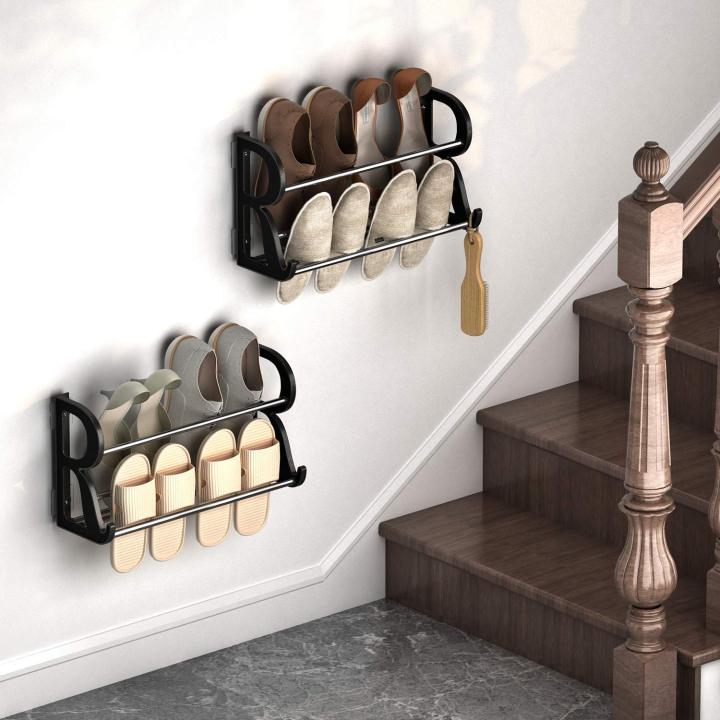 Wall Mounted Shoe Rack，Shoe Storage Rack Organizer No Drill Shoe Rack