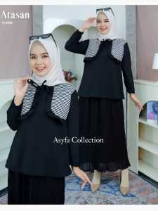 Atasan Wanita Terbaru Blouse crinkle Mix Katun Strip Bahan Adem Lembut