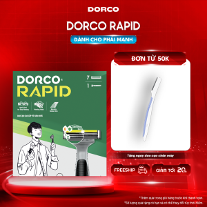 DORCO RAPID - Dao Cạo Râu Hàn Quốc 2 Lưỡi - Hộp 1 Cán và 7 Đầu Cạo