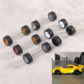 bluesea 1Set 1:64 Car Wheels For Hotwheels Rubber Tire With Wheel Axle Model Car Modified Part DIY Racing Vehicle Toys. 