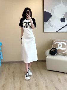 Jualan Panas@SPICYG Rok Panjang Wanita Terbaru Viral Long Dress For Women Baju Dress Wanita Murah Dress Womens Summer New Small Fragrance Dress Mid-length Knee-length French T-shirt Skirt
