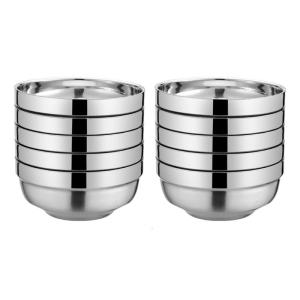 Pack of 10 Bulk 304 Stainless Steel Serving Bowls Restaurant Quality Dishwasher Safe Stackable Space Saving Design