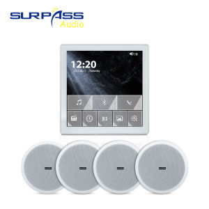 4 inch Bluetooth Touch Screen Mini Wall Amplifier Smart Home Theater Background Music System with 8 inch Stereo Ceiling Speaker Kit for Hotel Residential