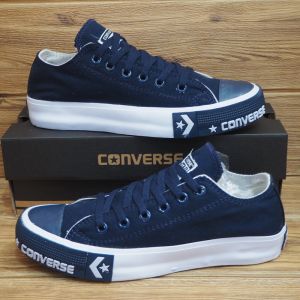 Sepatu Sneakers New Design Pria Petir Low Pendek Biru Navy