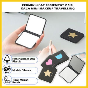Cermin Lipat Segiempat 2 Sisi / Kaca Mini Aksesoris Make Up Compact Tas Meja Kantor Rumah - GP Mall