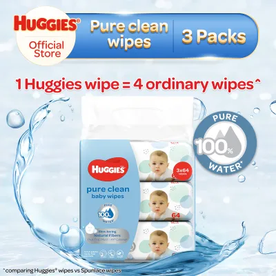 Huggies Pure Clean Wipes 3x64s