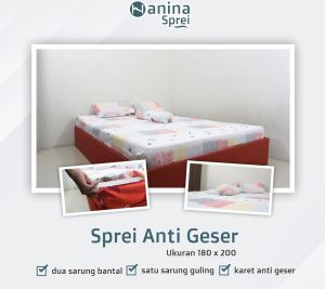 Sprei Anti Geser Katun Motif Rainbow Beats bahan poliester