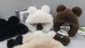 Furry Soft Ear Bear Hat White Headwear for Women Winter Cycling Climbing Skiing Furry Bear Hat Thick Lining