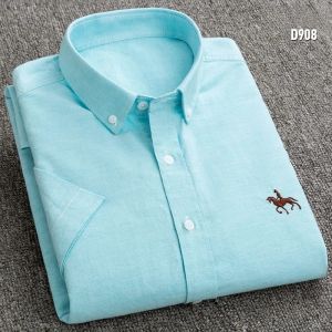 Large Size Men Short Sleeve Shirt 100% Pure Cotton Oxford Tops Summer Slim Fit Formal Plain Shirt Casual Shirts New 6XL Business2026