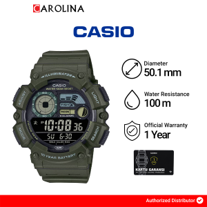 Jam Tangan Pria Casio WS-1500H-3B Green Dial Green Resin Band