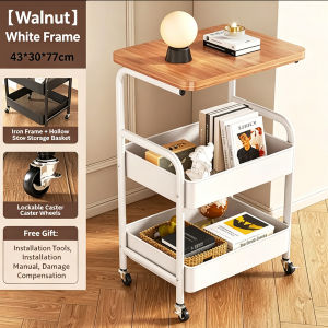 Full Metal Movable Trolley Cart With Wheels Multi-layer Storage Rack Bedside Coffee Side Lockable Wheels