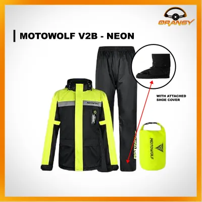 Motowolf Raincoat V2B with Light Indicator and Shoe Cover Raingear Rain Coat Water Repellant Safety & Protection Unisex Rain Gear Riding Accessories - Waterproof / Windproof