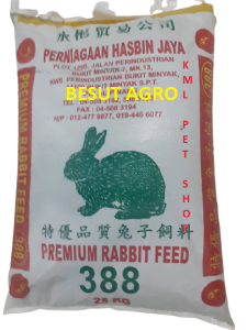 (25KG) MURAH MAKANAN ARNAB PREMIUM RABBIT PELLET FOOD FEED & DIET HASBIN JAYA 388 - Lazada