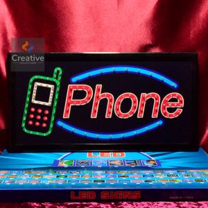 Elegant LED Phone Sign Board with Multi-Color Lighting Effect Durable High-Quality Material Instantly Reversible Energy-Saving for Storefront Décor