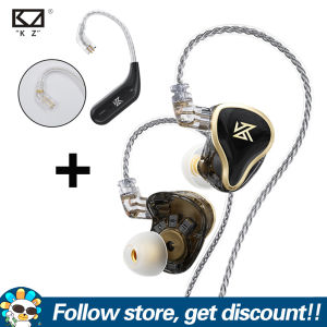 KZ ZAS Wired Music Headset Add KZ AZ09 HD Module Support AAC Audio Encoding Transmission Upgrade Earhooks Dual Dynamic 7BA+1DD Hybrid In Ear Headphone PCB Crossover Board Metal HIFI Monitor Earbuds Noise Cancelling Studying Earphone For Musicians