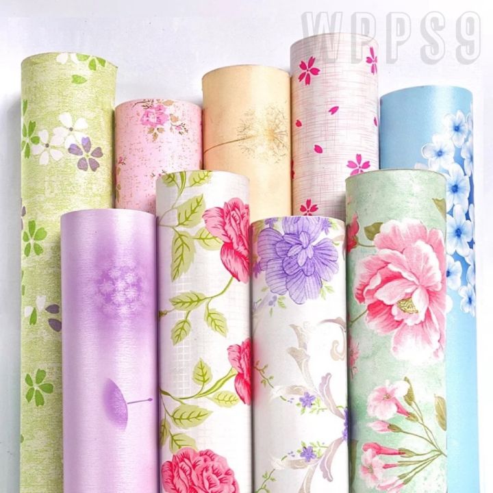 Wallpaper วอลเปเปอร์ติดผนัง ลายดอกไม้ สติ๊กเกอร์ติดผนัง มีกาวในตัว