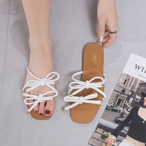 #7006 New Ladies Fashion slide bowknot design flat sandals