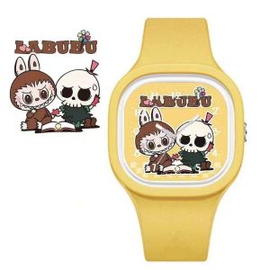 Jam Tangan Anak Lucu dengan Desain Karakter Labubu dan Elemen Dekoratif Strap Tali Rubber Trendy