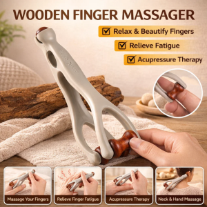 Wooden Finger Massager Meridian Acupressure Stick Hand Joint Meridian Scraper Massage Roller 手指按摩器