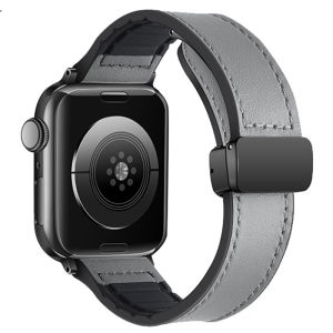 Magnetic Buckle Strap Infinix - Moi W1 45mm smart watch Crazy Horse Genuine Leather+silicone bracelet Infinix - Moi ULTRA 49mm