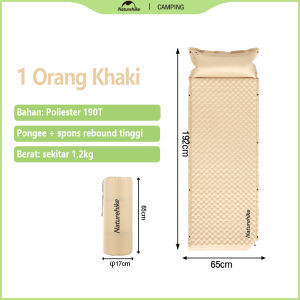 Naturehike Matras Angin Self Inflate Double Portabel Matras Camping Kasur Tiup Sleeping Pad With Pillow