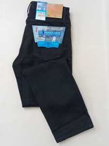 Jeans Pria Regular Fit Full Length Warna Solid Gaya Korea - Tumit Lemak