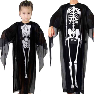 Halloween Ghost Skeleton Costume Robe Horror for Vampire Skull Devil Cloak Children Adult Dress Scary Cosplay Accessorie