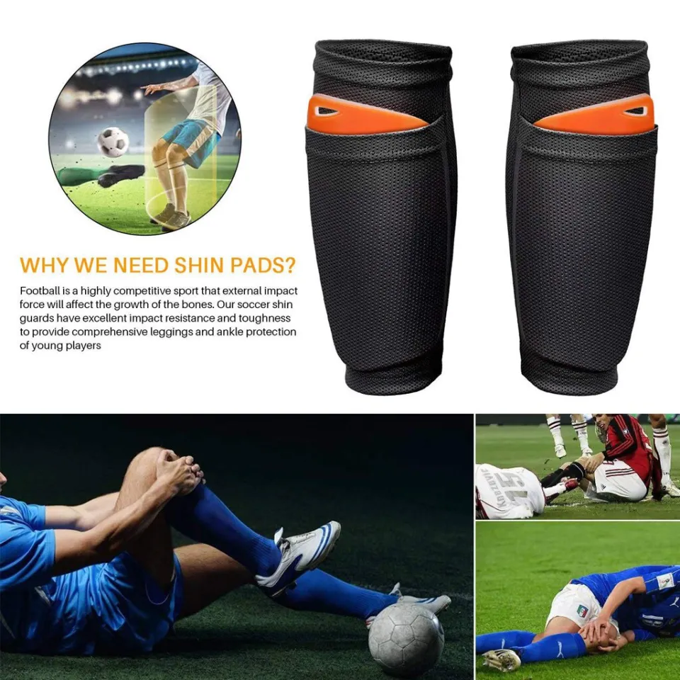 1 Pair Adult Sports Soccer Shin Guard Pad Sleeve Sock With Pocket