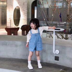 Quần Yếm Bò Trẻ Em Quần Lửng Bé Trai Bé Gái Phong Cách Tây Mẫu Mới Mùa Hè