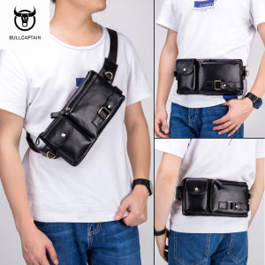 BULLCAPTAIN Top Layer Leather Casual Shoulder Crossbody Bag Men Belt Leather