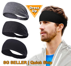 [SG👏Most Popular] Anti-slip Unisex Sports Headband Exercise Head Band Polyester Sweatband Hairband for Basketball Running Gym Training Soccer Basketball Fitness Exercise Tennis Yoga Sport | Athletic Elastic Head Sweat Hair Band for Men