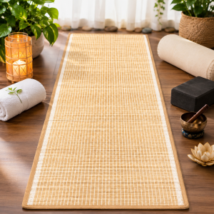 Natural Bamboo Yoga Mat 69 x 24 Inches | Eco-Friendly Meditation & Exercise Mat | Non-Slip Bamboo Floor Mat for Yoga Pilates & Home Wellness (1 Pc)