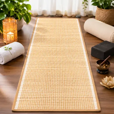 Natural Bamboo Yoga Mat 69 x 24 Inches | Eco-Friendly Meditation & Exercise Mat | Non-Slip Bamboo Floor Mat for Yoga Pilates & Home Wellness (1 Pc)