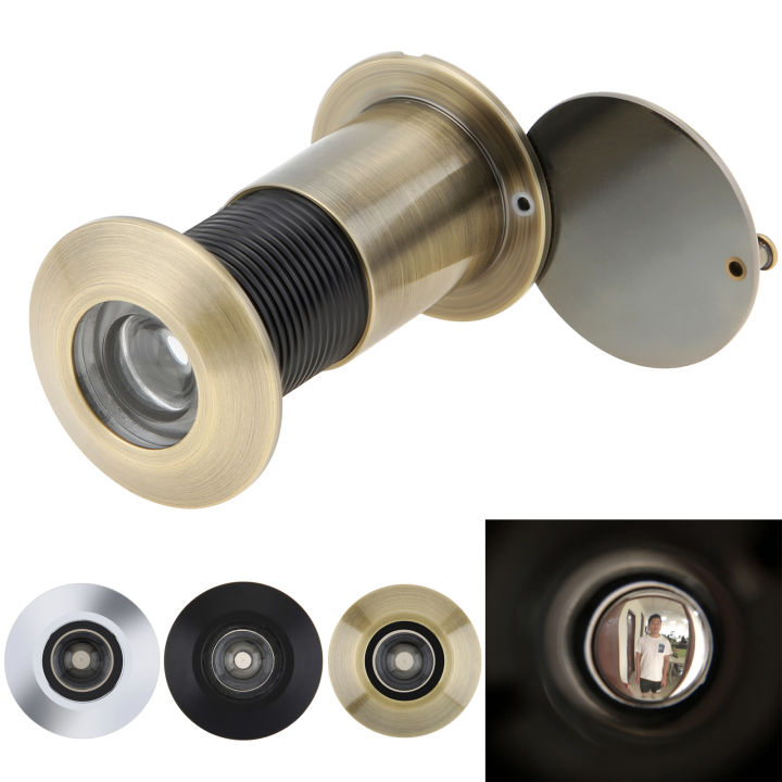 Door Viewer, Diameter 16mm Metal 200-degree Door Peephole With Rotating Privacy Cover, Solid Brass Front Doors Viewers For Home Office Hotel, Black