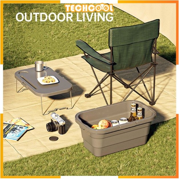 Folding Picnic Basket with Table Lip Handle Portable Outdoor Space