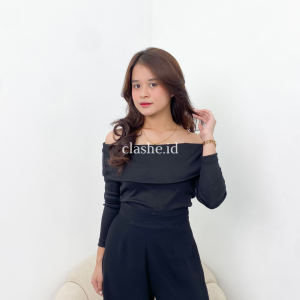 Denada Top Rib Baju Wanita Atasan Lengan Panjang Korean Style Kekinian Terbaru Ootd by Clashe