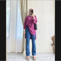ATASAN Knit Modis Baju Knit Lengan Panjang Wanita Kekinian. 