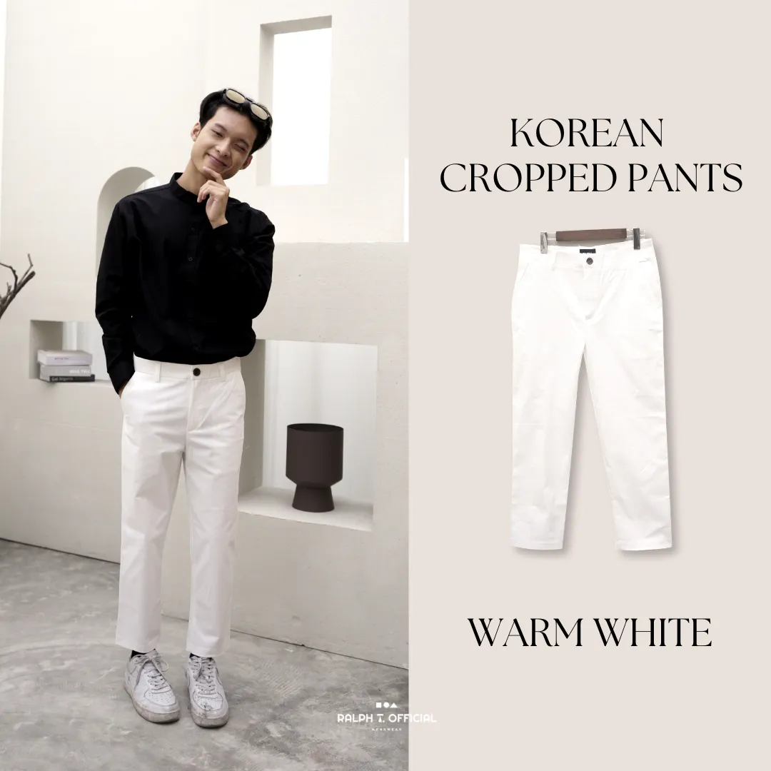 RALPH T OFFICIAL กางเกงขาเต่อ 5 ส่วน ชิโน่ยืดนุ่ม ทรงเกาหลี KOREAN ANKLE PANTS กางเกงขายาว ผู้ชาย สแล็ค สีขาว สีกรม สีเบจ สีดำ