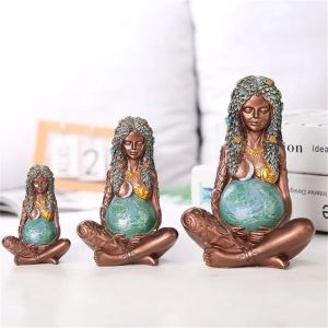 DFJET Resin Craft Earths Mother Statue Handmade Lifelike Mother Earth Art Figurine Elegant Exquisite Goddess Resin Ornaments Mothers Day
