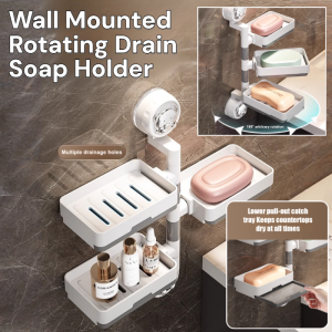Suction Cup Wall Mounted Rotating Drain Soap Rack