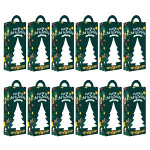 Gói 12 hình cây thông giáng sinh hộp quà tặng có thể tái chế các tông tiệc tùng lễ hội kẹo bao bì bánh quy Túi xách