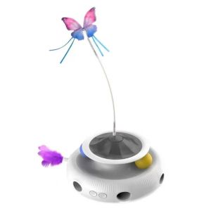 3 in 1 Smart Cat Toy Automatic Rotating Cat Toy with Auto Butterfly and Feather and Fun Ball Electronic Interactive Pet Toy Accessories
