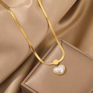 kalung titanium wanita plus liontin love anti karat anti luntur