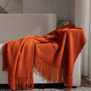 【Super low price】Sofas Blankets Fluffy Soft Summer Oversized Euro Bedding Thin Wadding Knitted Knee Nap Blanket Four Seasons Sleeping Double Bed