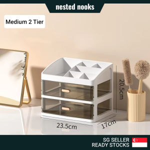 Multi-grid Cosmetics Brush Lipstick Makeup Storage Box Desktop Organizer with Drawers Multipurpose Storage Box