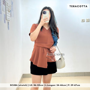 4320 jiho slate scuba blouse polos atasan kerja wanita