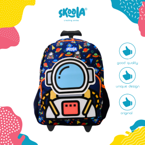 Skoola Tas Anak Trolly Sekolah PAUD TK Laki Laki Karakter Astronot 3D - Trolly Benji