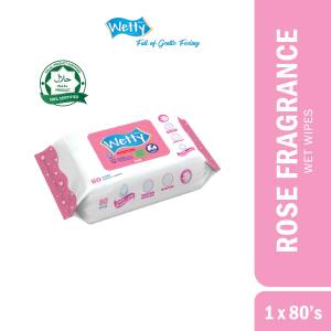 Wetty Wipes Nice Rose Fragrance Baby Wipes Extra Thick Tisu Basah Bayi Harum Wangi Ros Halal Wet Tissue (1 x 80s)